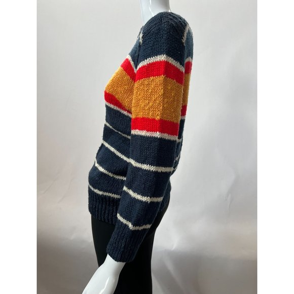 Liz Claiborne Vintage Stripe Sweater  M Blue  Stripe Cotton Blend - Picture 10 of 16